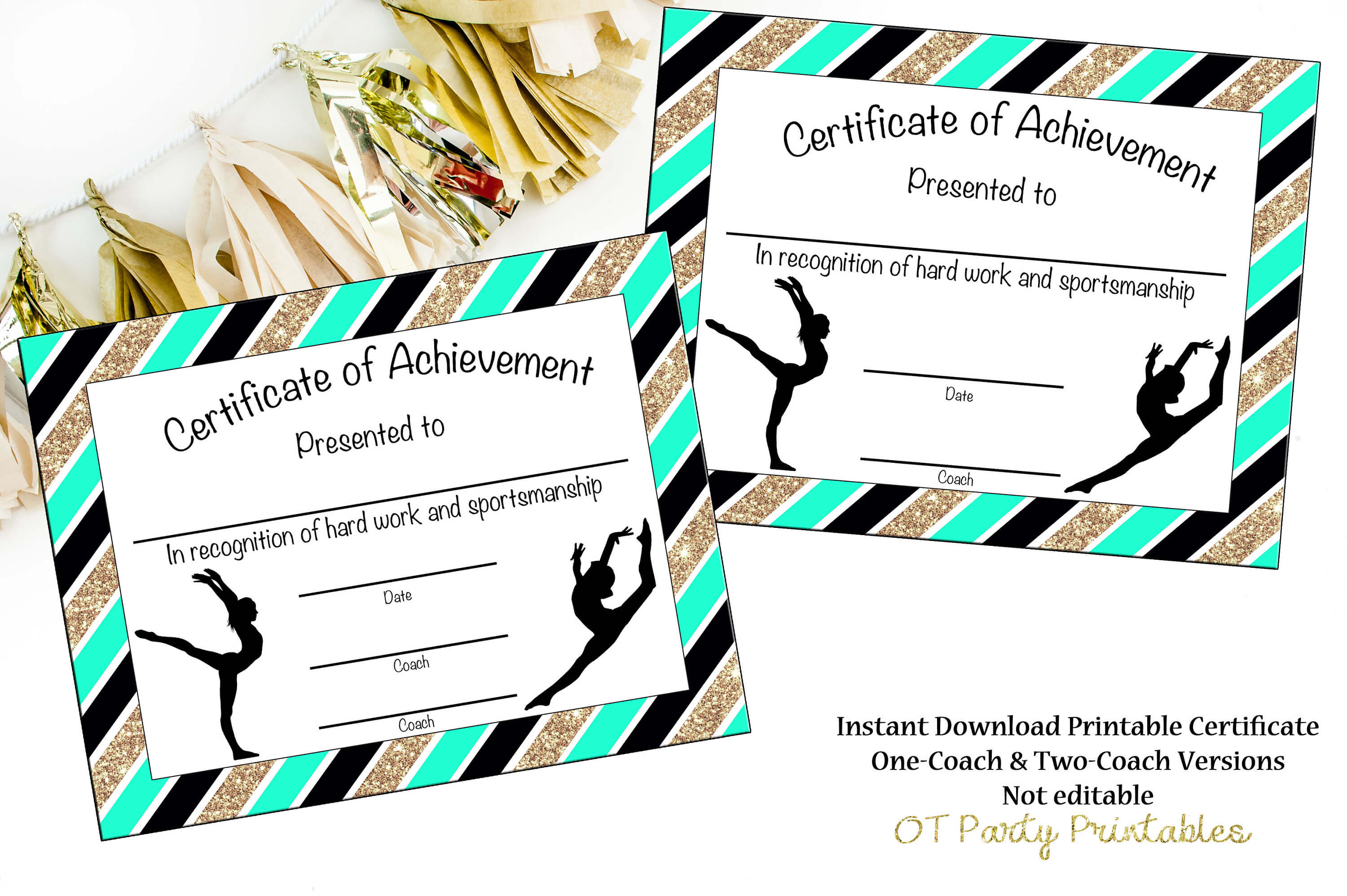 Instant Download – Gymnastics Award – Gymnastics Certificate – Printable  Gymnastics Award – Sports Achievement – You Print – Gymnastics Meet Intended For Gymnastics Certificate Template