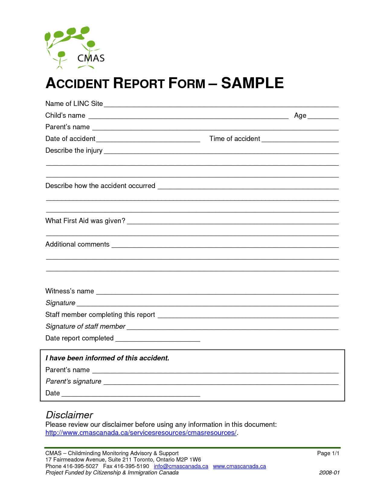 Insurance Incident Report Template Injury Work Form Stock with Insurance Incident Report Template