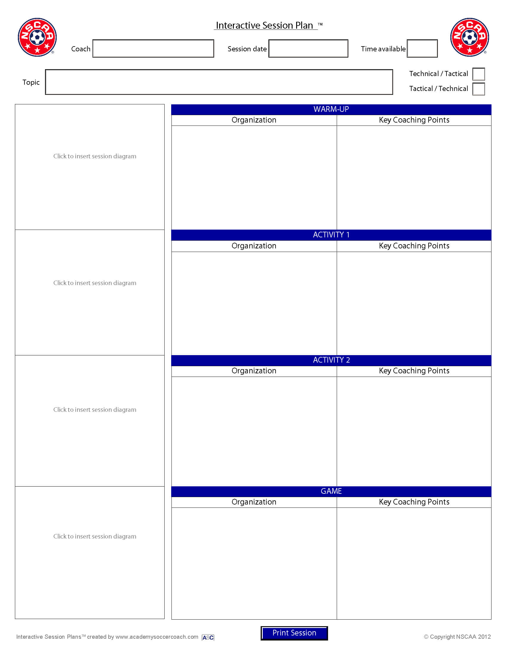 Interactive Session Plans™ – Academy Soccer Coach | Asc Throughout Coaches Report Template