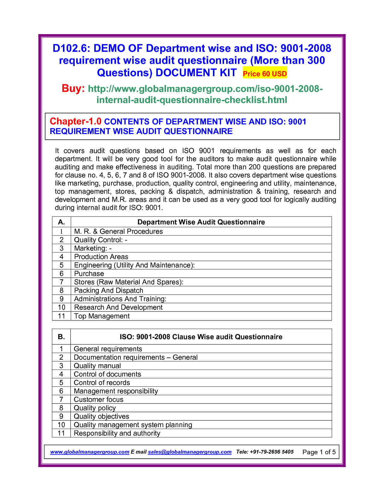 Internal Quality Management System Audit Checklist Iso 9001 Throughout Internal Audit Report Template Iso 9001