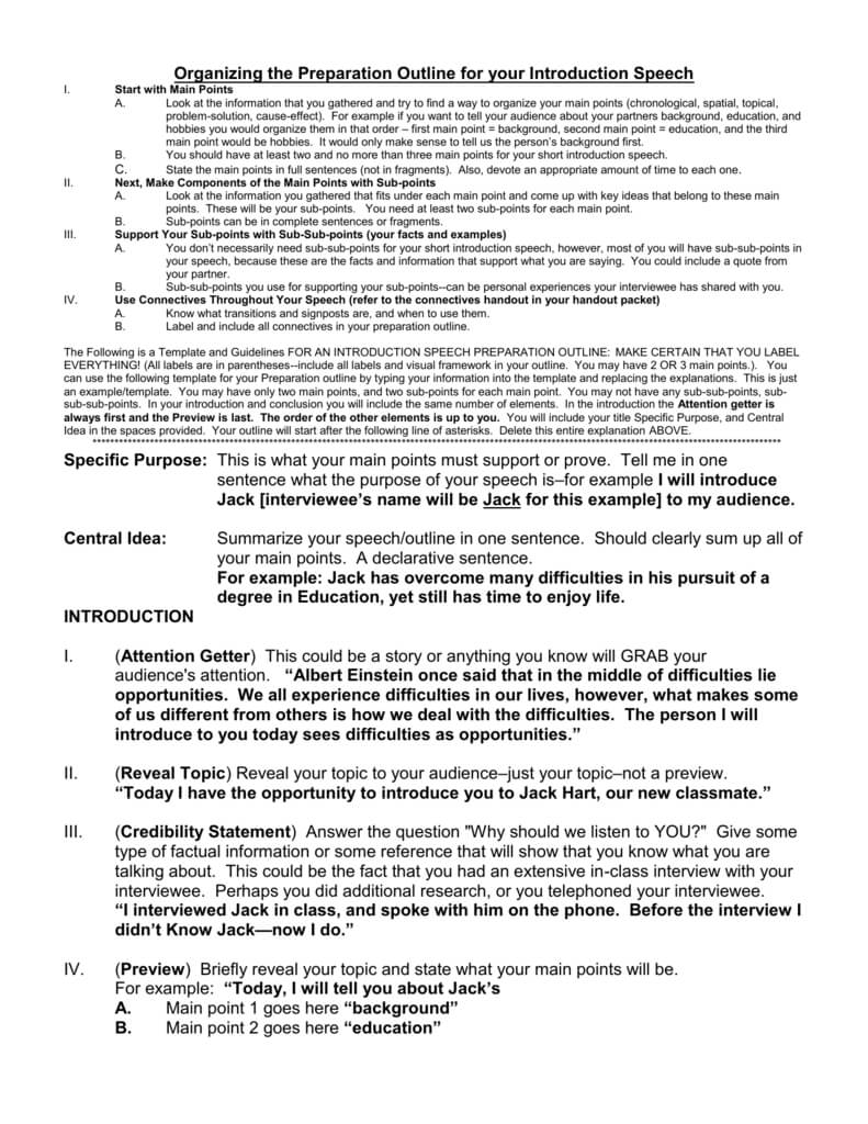 Introduction Speech Outline Template/guide In Ms Word 97 Pertaining To Speech Outline Template Word