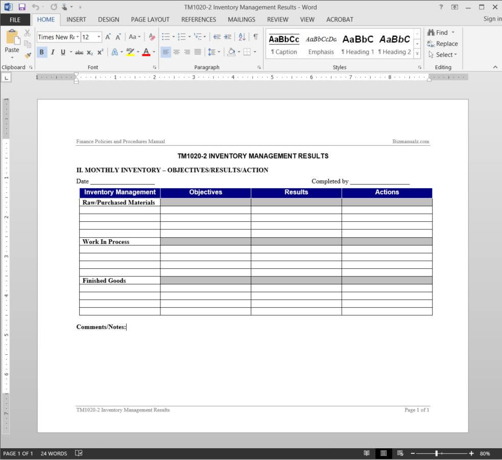 Inventory Management Report Template | Tm1020 2 With It Management Report Template