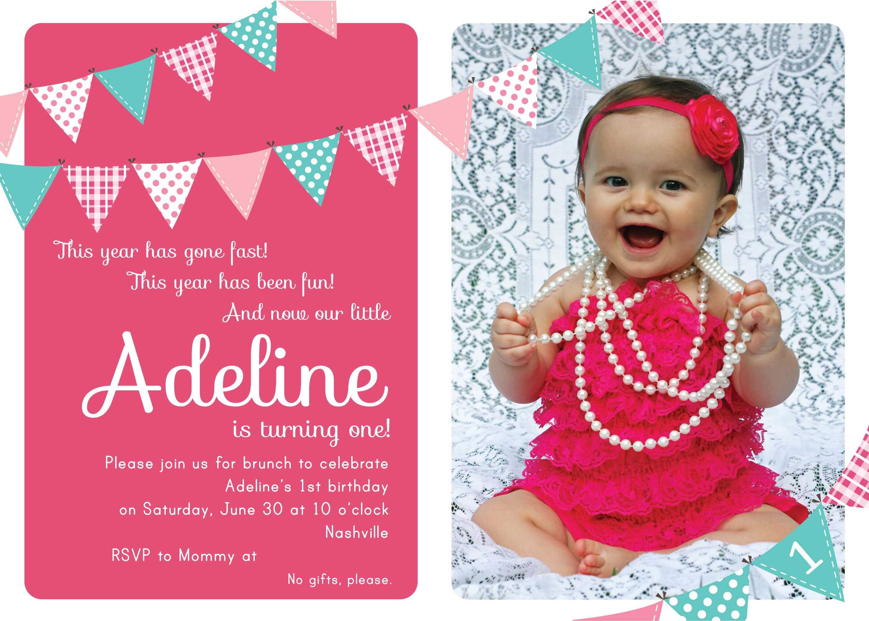 Invitation Birthday Card : Invitation Birthday Cards Throughout First Birthday Invitation Card Template