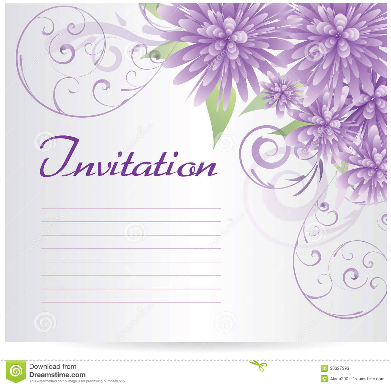 Invitation Template Blank With Purple Abstract Flowers Stock In Blank Templates For Invitations