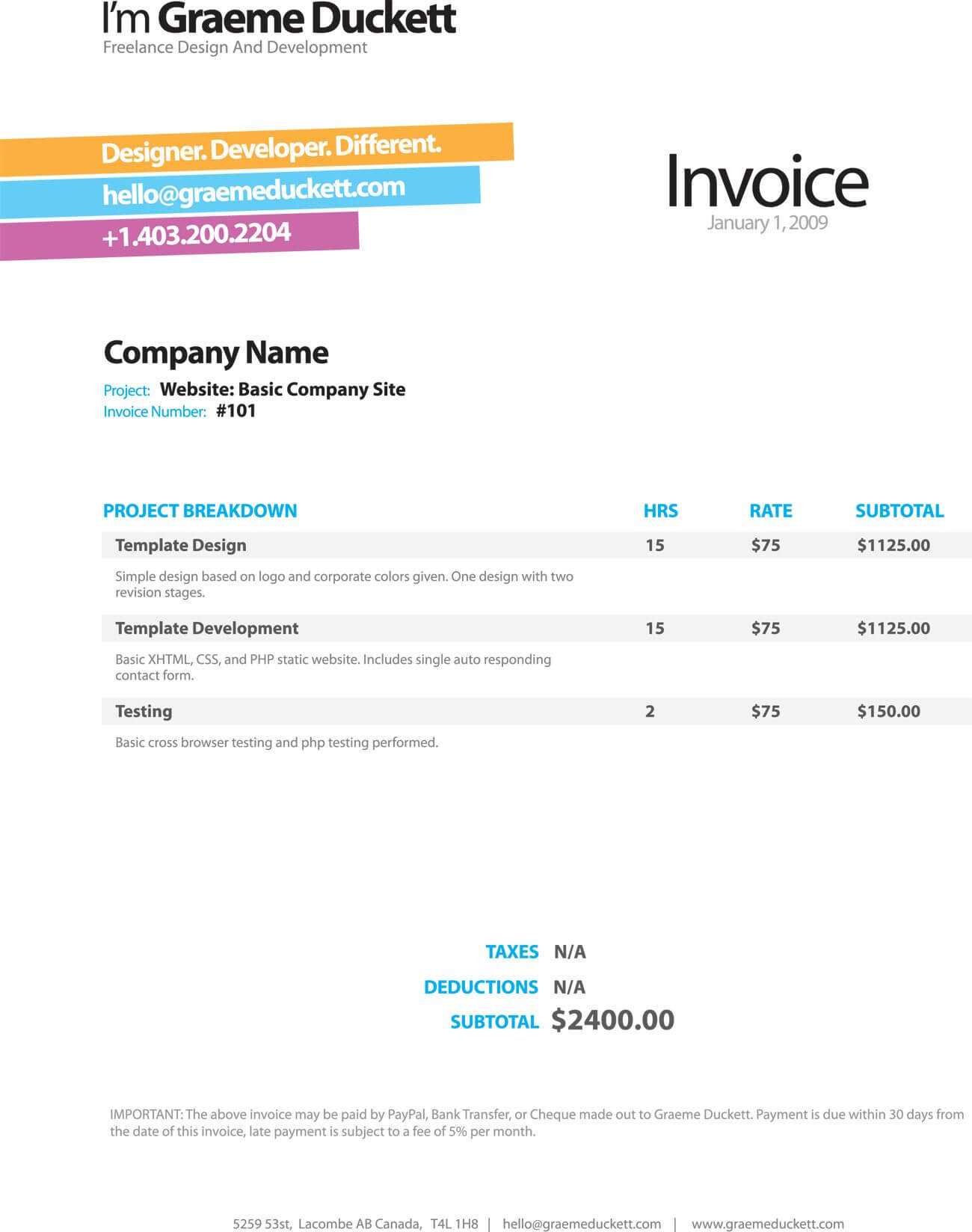 Invoice Like A Pro: Design Examples And Best Practices For Web Design Invoice Template Word