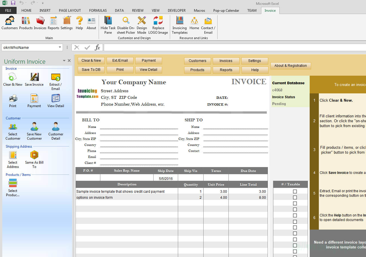 Invoice Template With Credit Card Payment Option Intended For Credit Card Bill Template