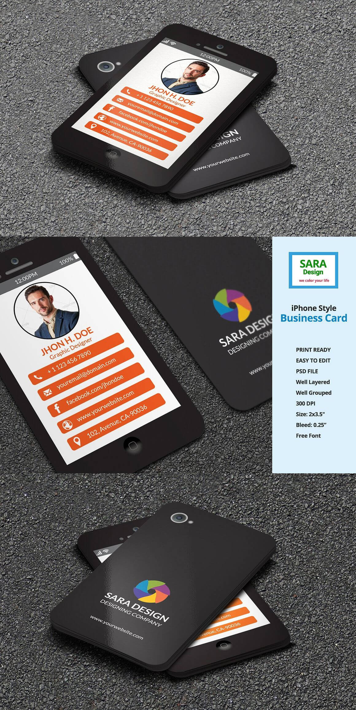 Iphone Stylish Business Card Templates Psd | Business Card For Iphone Business Card Template
