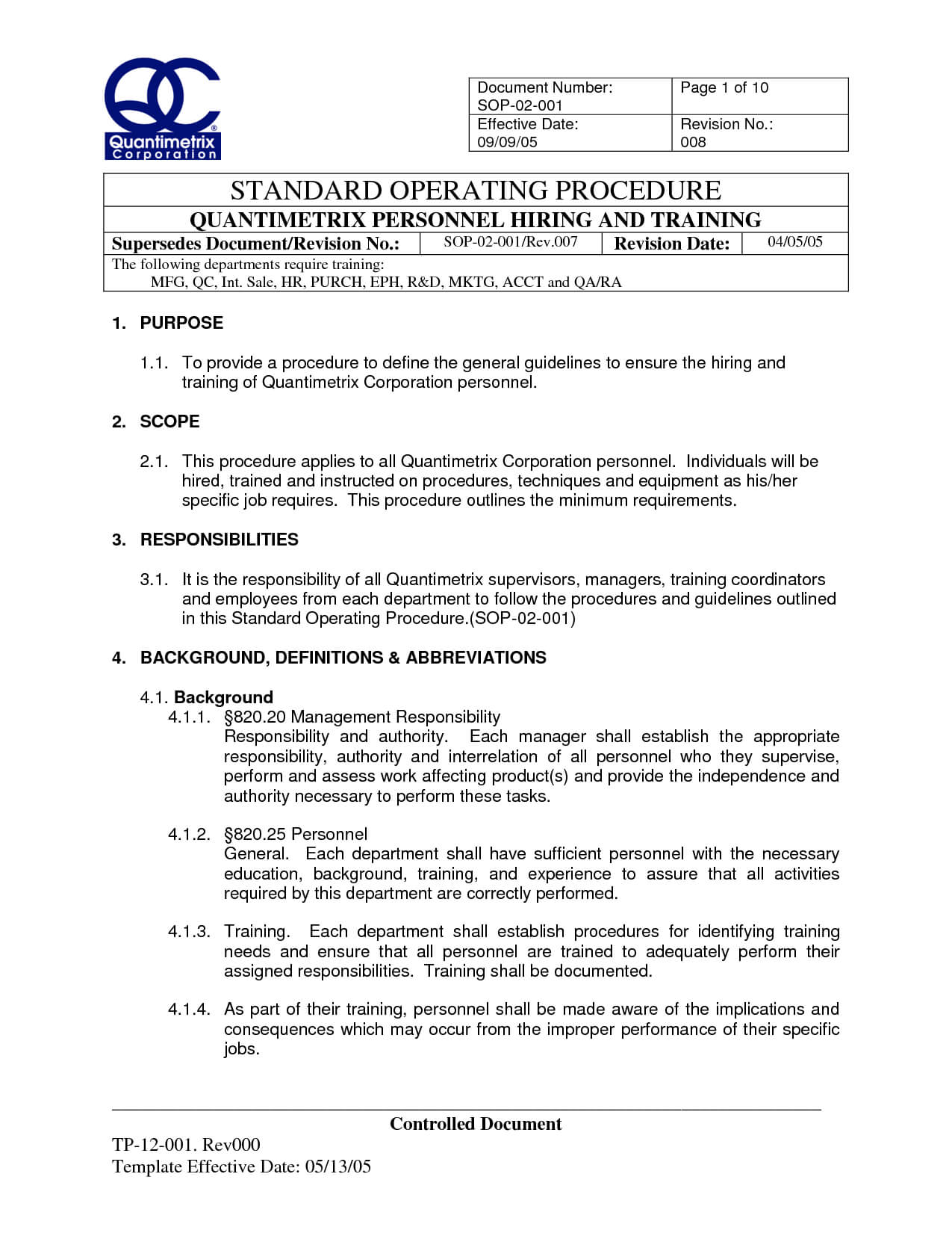 Iso Standard Operating Procedures Template | Sop 02 001 Rev In Procedure Manual Template Word Free