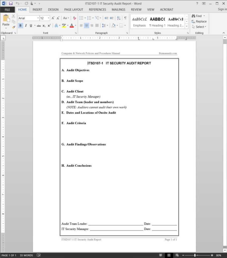 Information Security Report Template