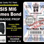 James Bond (Sis Mi6) Id Badge / Card Prop ~ Custom Printed With Your Info &  Photo ~ Pvc Plastic Holographic Card – Usa Made Inside Mi6 Id Card Template
