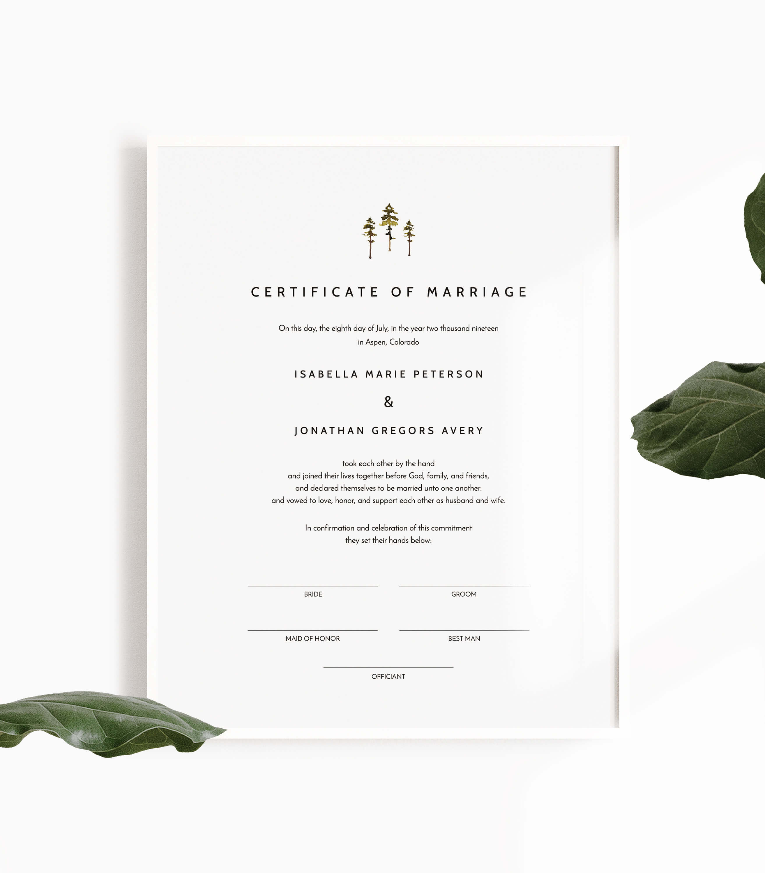 Jenna – Rustic Pine Marriage Certificate Template, Marriage Certificate  Printable, Printable Wedding Vows, Wedding Certificate Keepsake Within Certificate Of Marriage Template