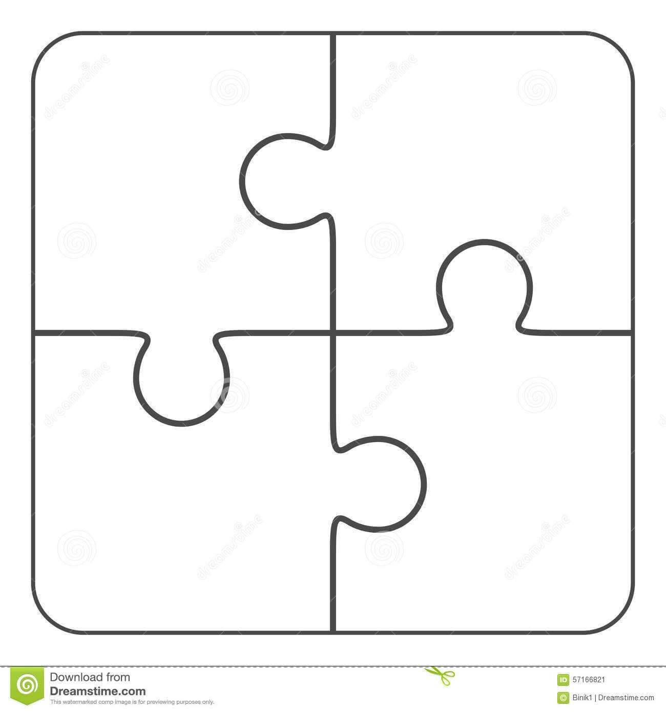 Jigsaw Puzzle Blank 2X2, Four Pieces Stock Illustration With Regard To Blank Jigsaw Piece Template