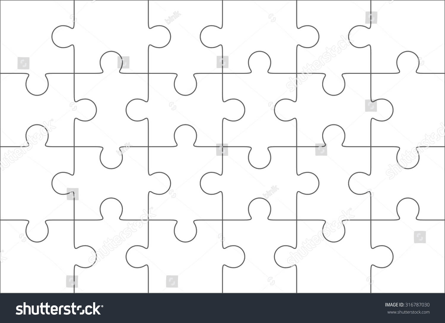Jigsaw Puzzle Blank Template 6X4 Elements Stock Vector For Blank Jigsaw Piece Template