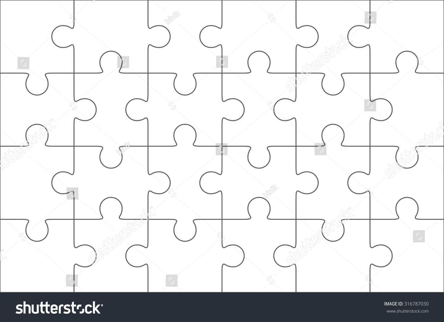 Jigsaw Puzzle Blank Template 6X4 Elements Stock Vector For Blank Jigsaw Piece Template