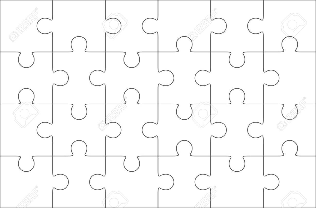 Jigsaw Puzzle Blank Template 6X4 Elements, Twenty Four Puzzle.. Throughout Blank Jigsaw Piece Template