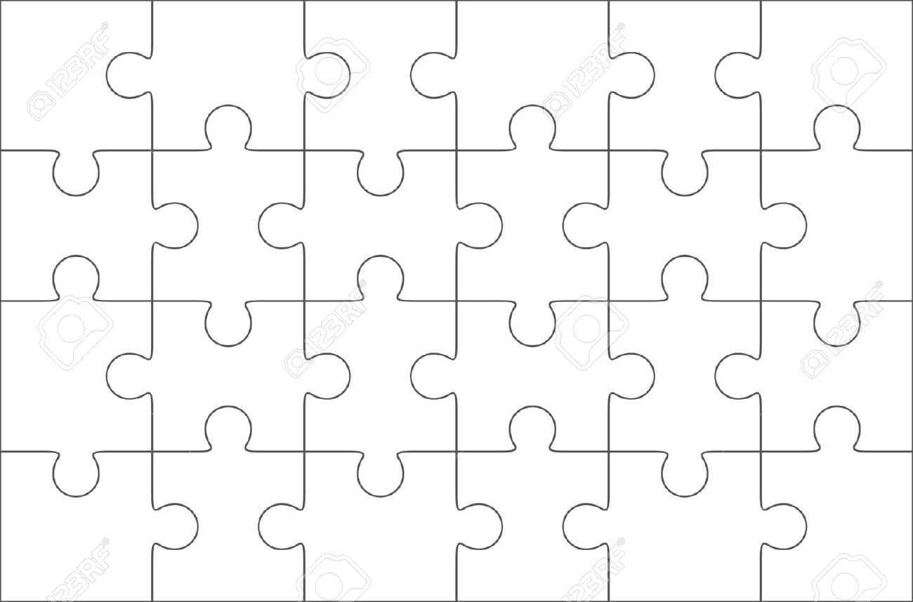 Jigsaw Puzzle Blank Template 6X4 Elements, Twenty Four Puzzle.. Throughout Blank Jigsaw Piece Template