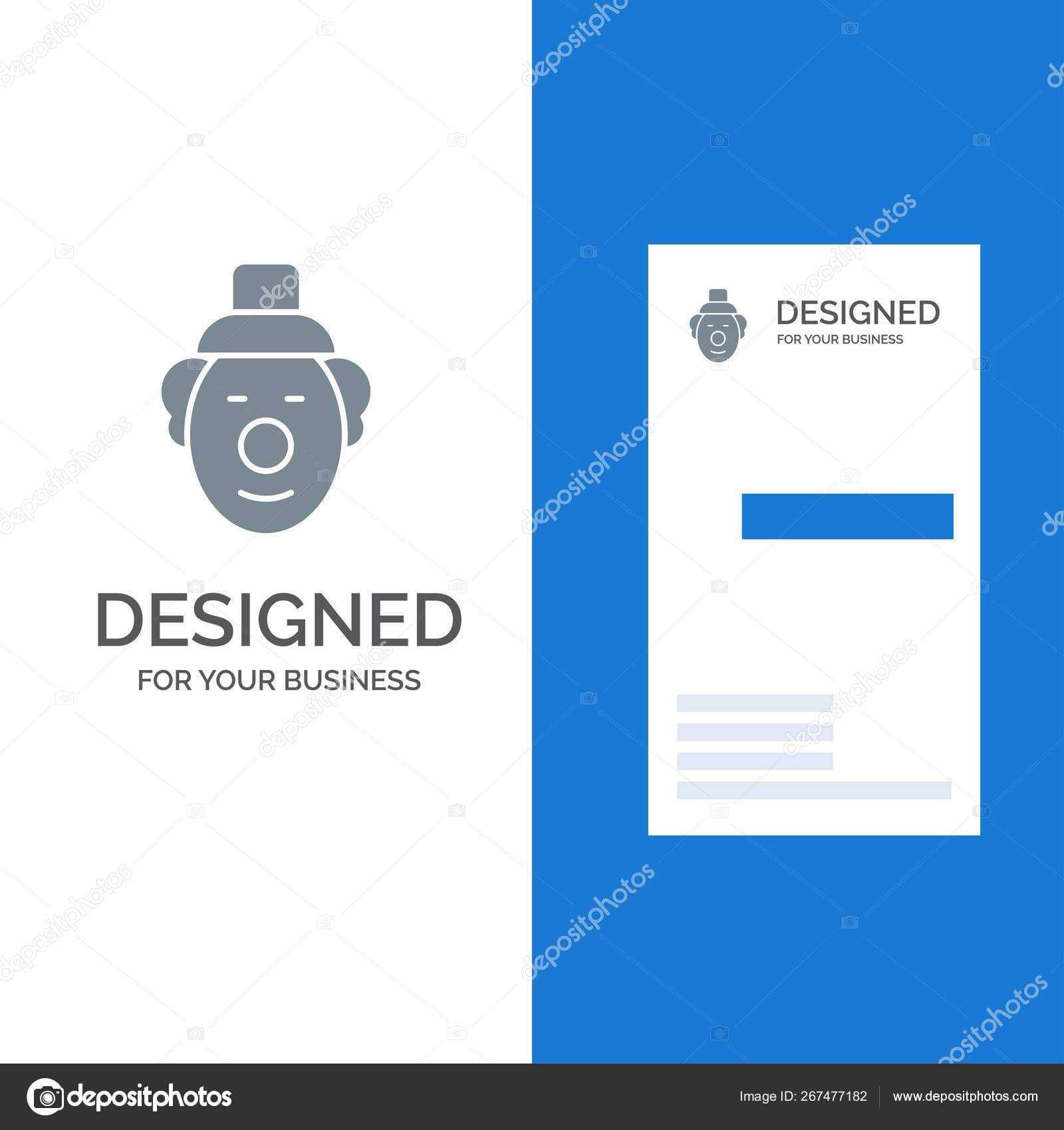 Joker Clown Circus Grey Logo Design Business Card Template Within Joker Card Template