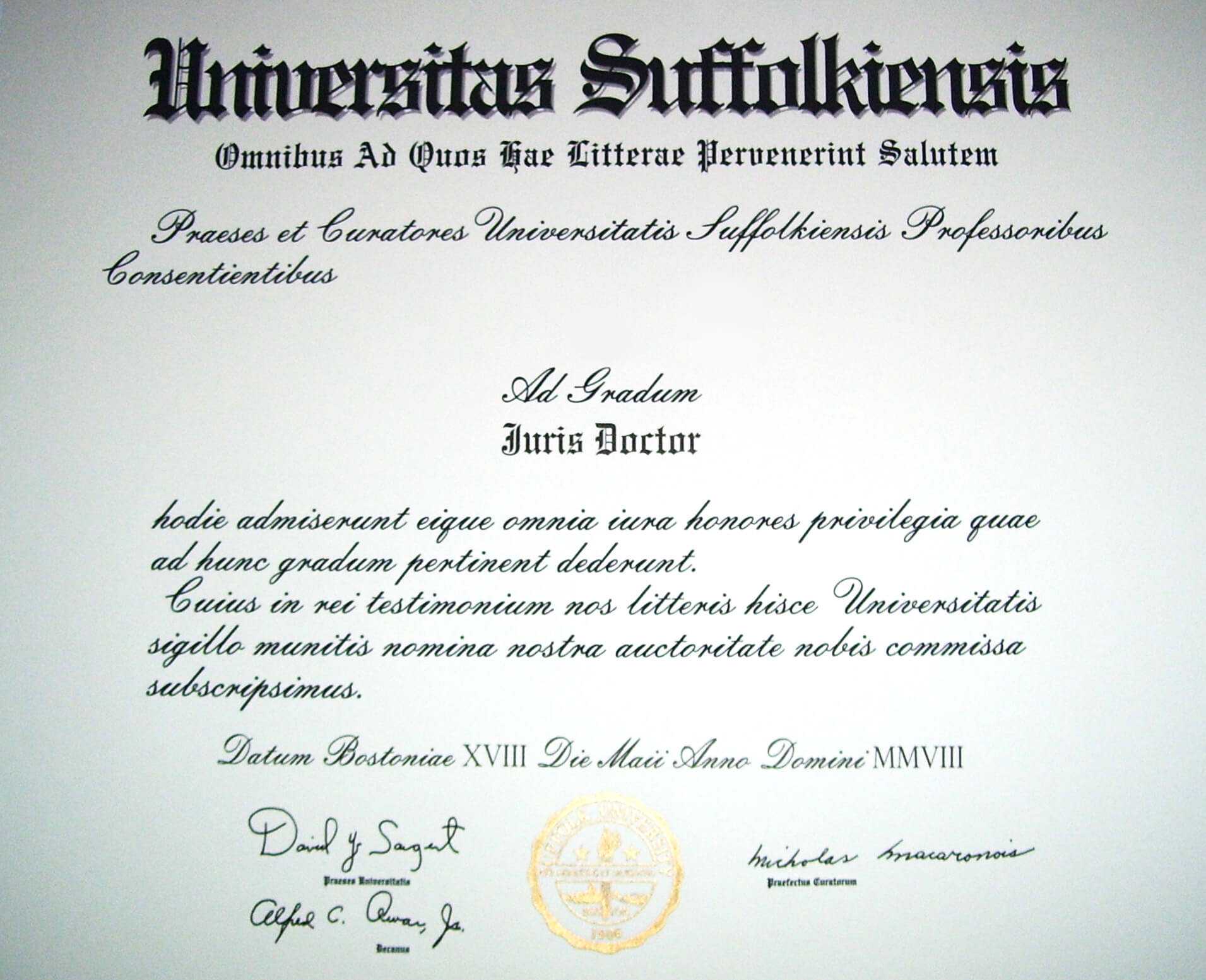 Juris Doctor – Wikipedia Intended For Doctorate Certificate Template