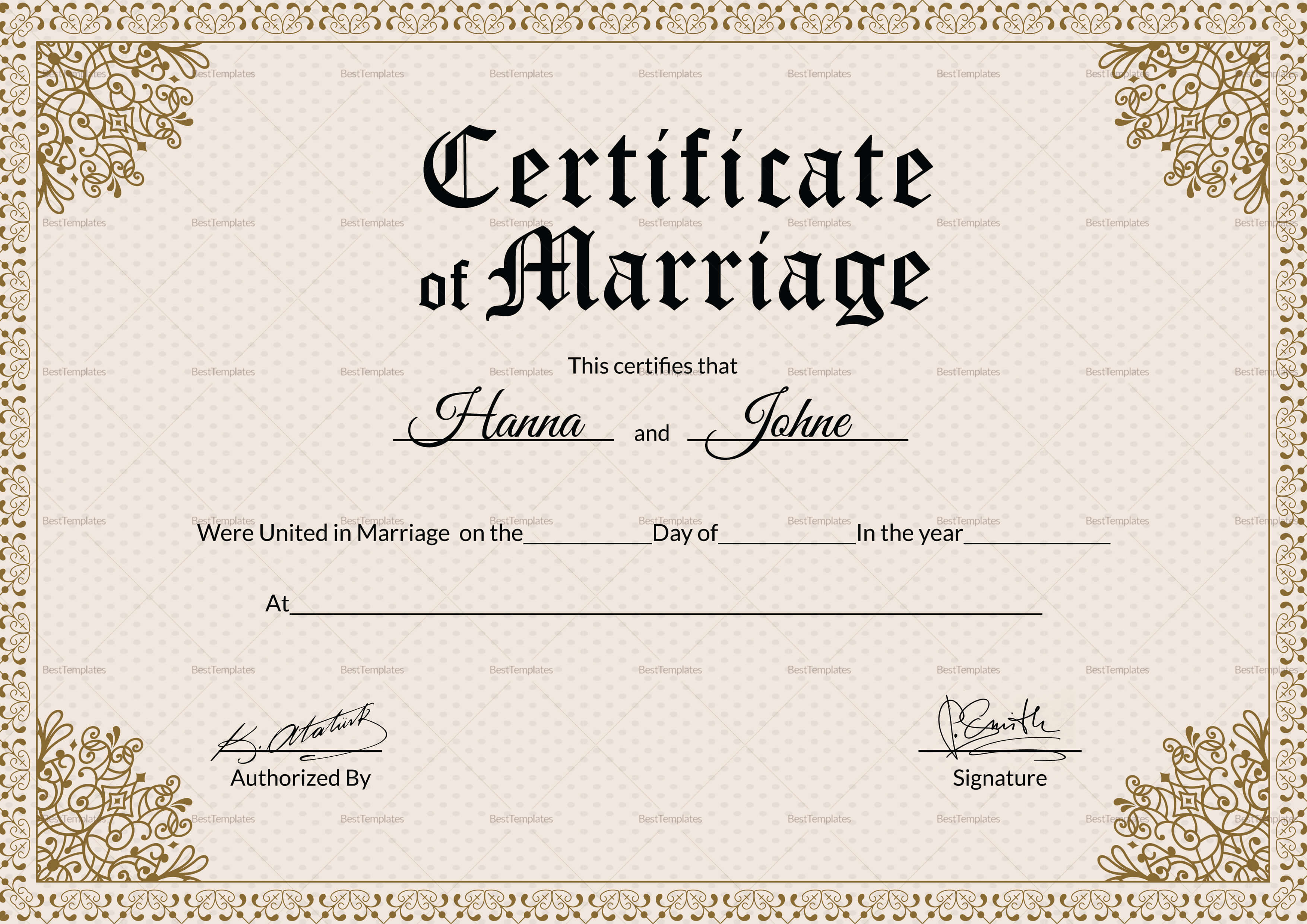 Keepsake Marriage Certificate Template Regarding Certificate Of Marriage Template