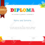 Kids Diploma Or Certificate Template With Colorful Background Within Free Kids Certificate Templates