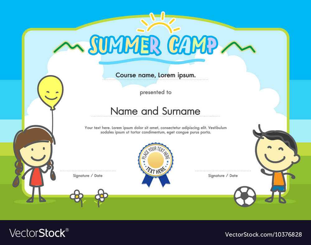 Kids Summer Camp Certificate Document Template Pertaining To Summer Camp Certificate Template