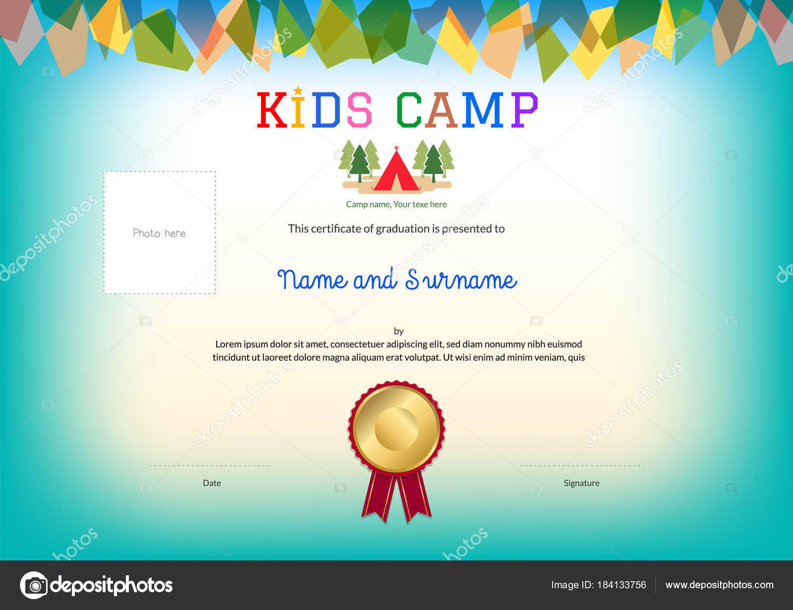 Kids Summer Camp Diploma Or Certificate Template Award Intended For Summer Camp Certificate Template