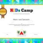 Kids Summer Camp Diploma Or Certificate Template With Colorful.. Within Summer Camp Certificate Template