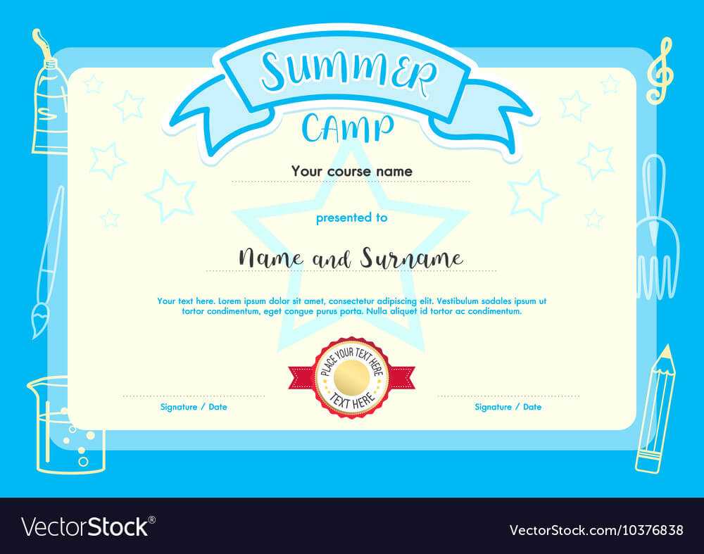 Kids Summer Camp Document Certificate Template With Star Of The Week Certificate Template