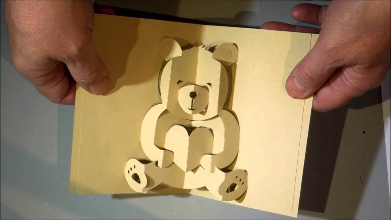 Kirigami Bear Pop Up Card In Teddy Bear Pop Up Card Template Free