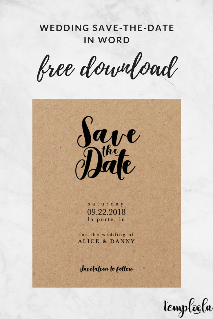 Kraft Black Wedding Save The Date Template In 2019 | Diy Within Save The Date Template Word