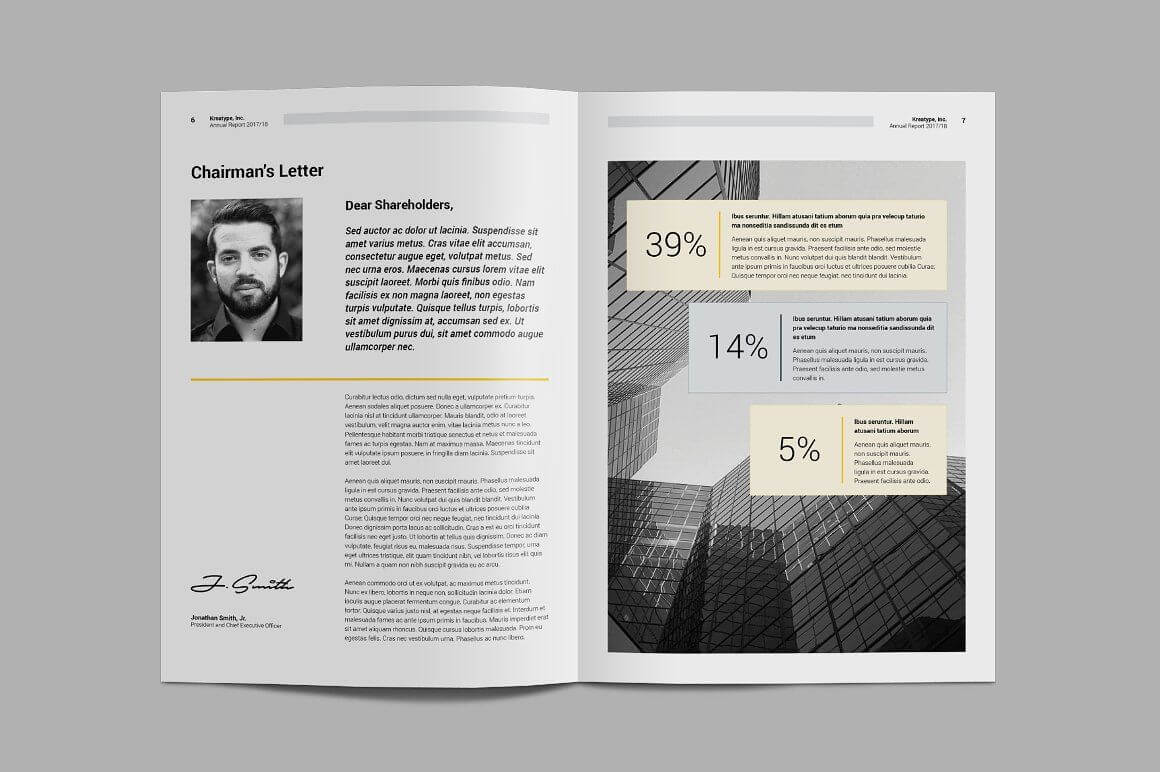 Kreatype Annual Report #files#idml#easy#character | Graphics Pertaining To Chairman's Annual Report Template
