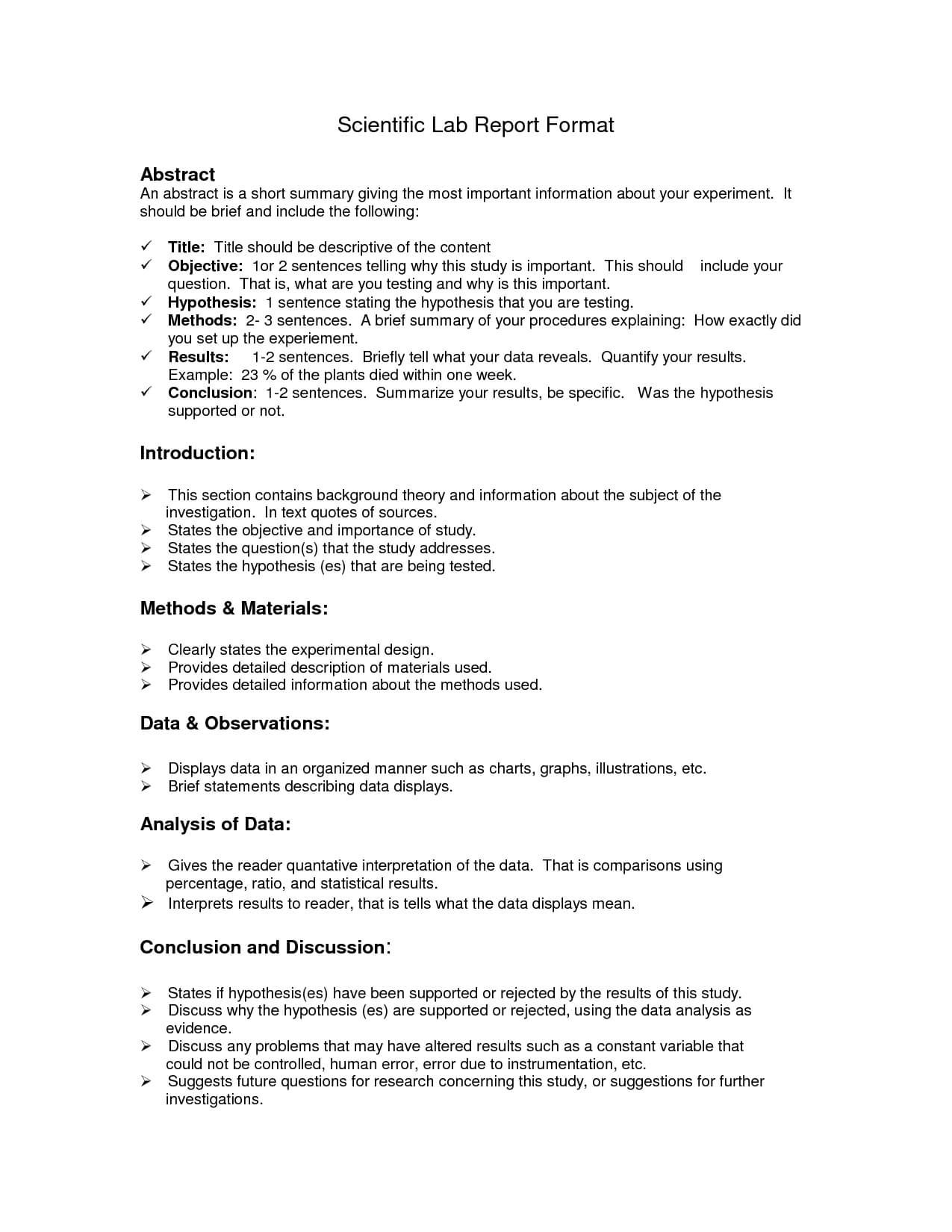 Lab Report Format Doc | Environmental Science Lessons | Lab For Lab Report Conclusion Template