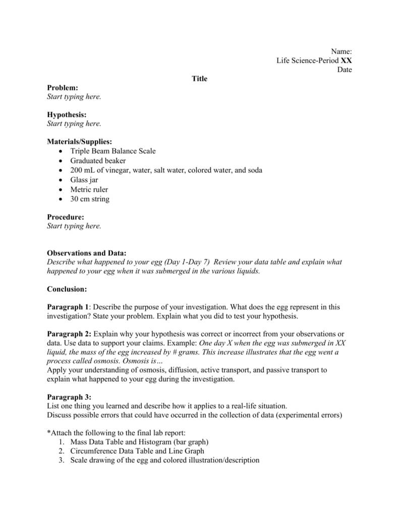 Lab Report Template Inside Lab Report Conclusion Template