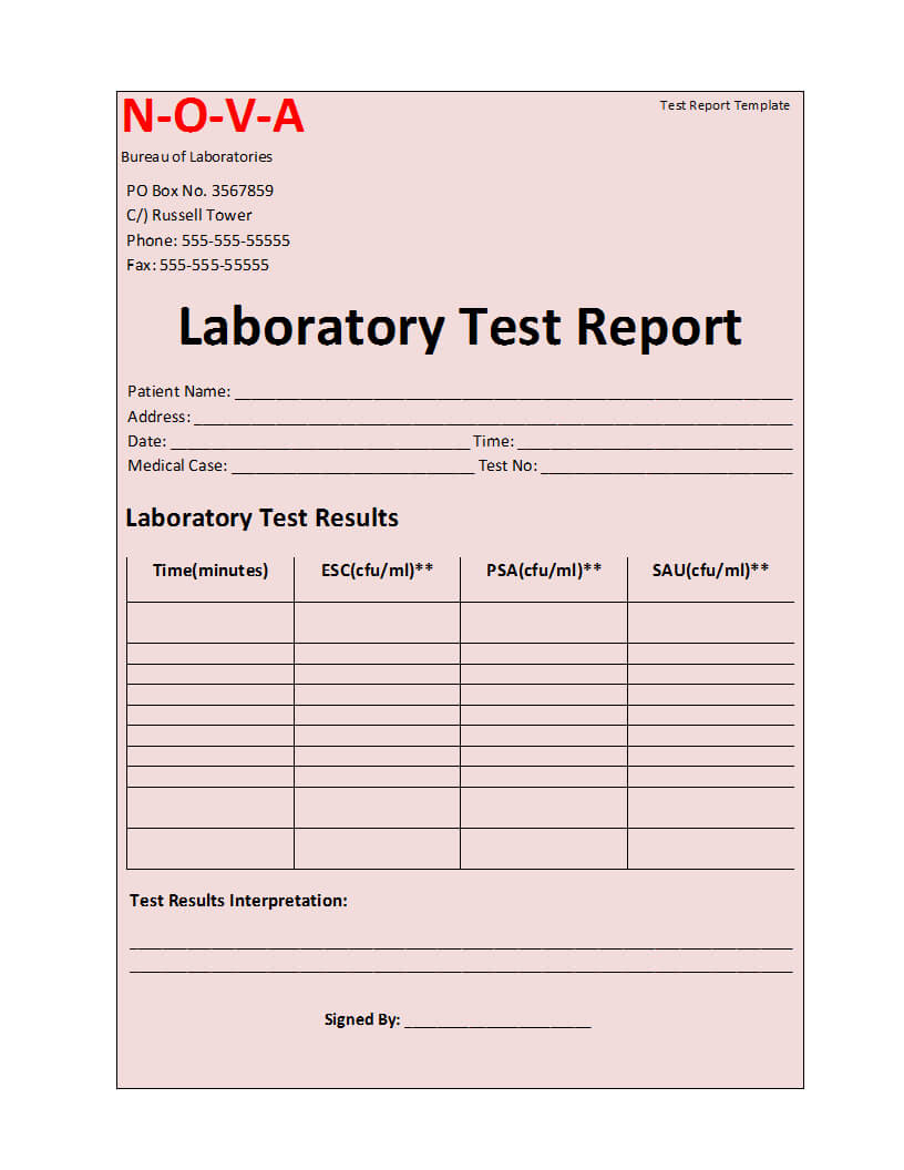 Laboratory Test Report Template Inside Acceptance Test Report Template