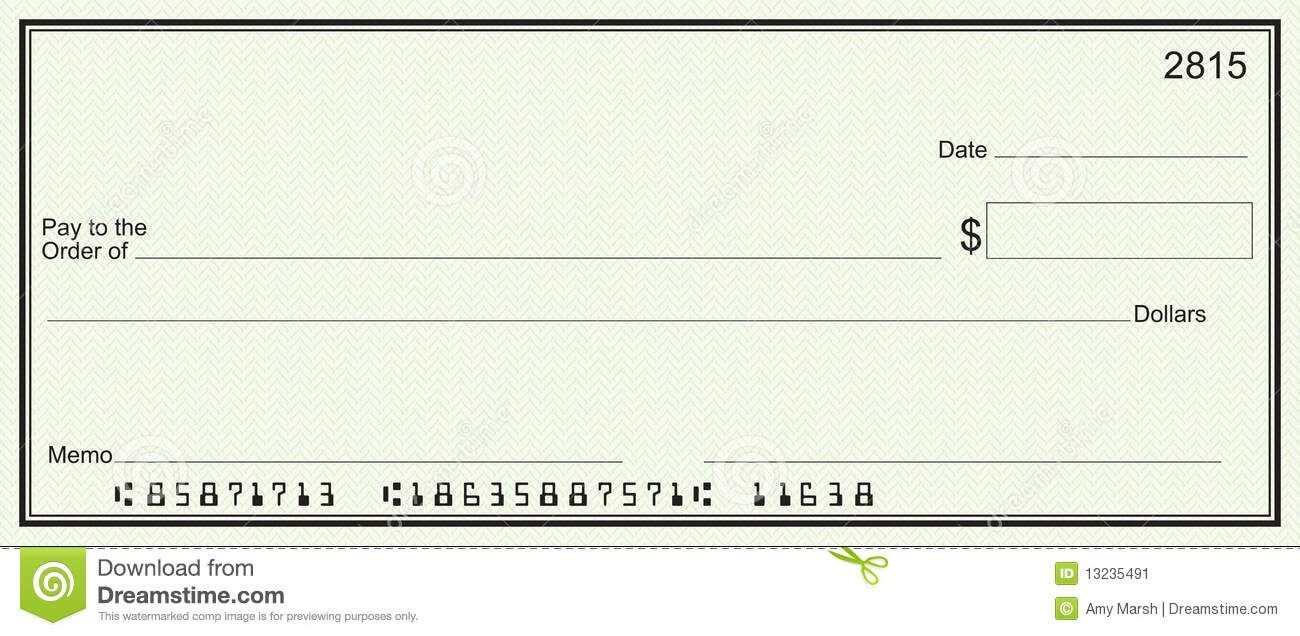 Large Blank Check - Green Security Background Stock Image With Regard To Blank Cheque Template Download Free