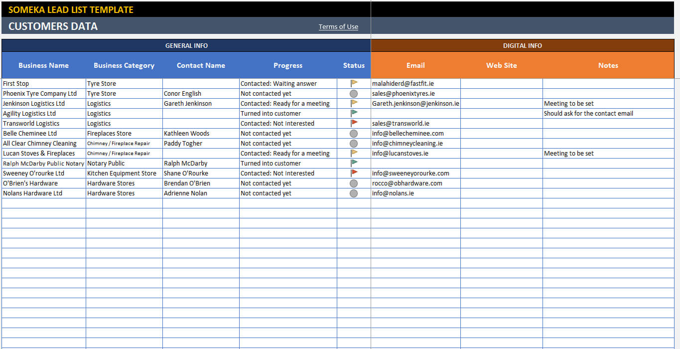 Lead List Template With Regard To Sales Lead Report Template