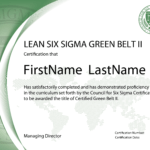 Lean Six Sigma Green Belt Certification - Level Ii - The within Green Belt Certificate Template