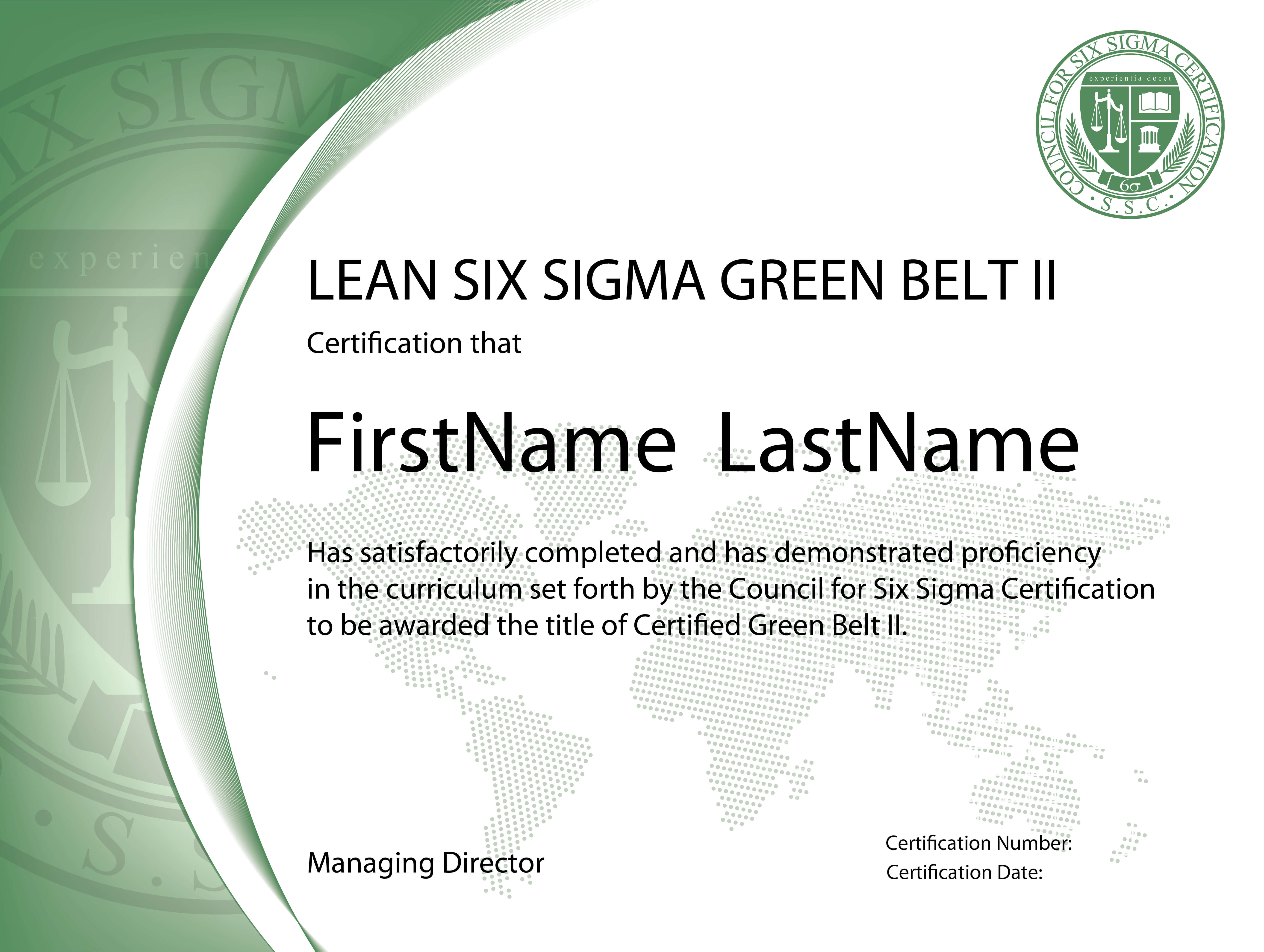 Lean Six Sigma Green Belt Certification - Level Ii - The within Green Belt Certificate Template