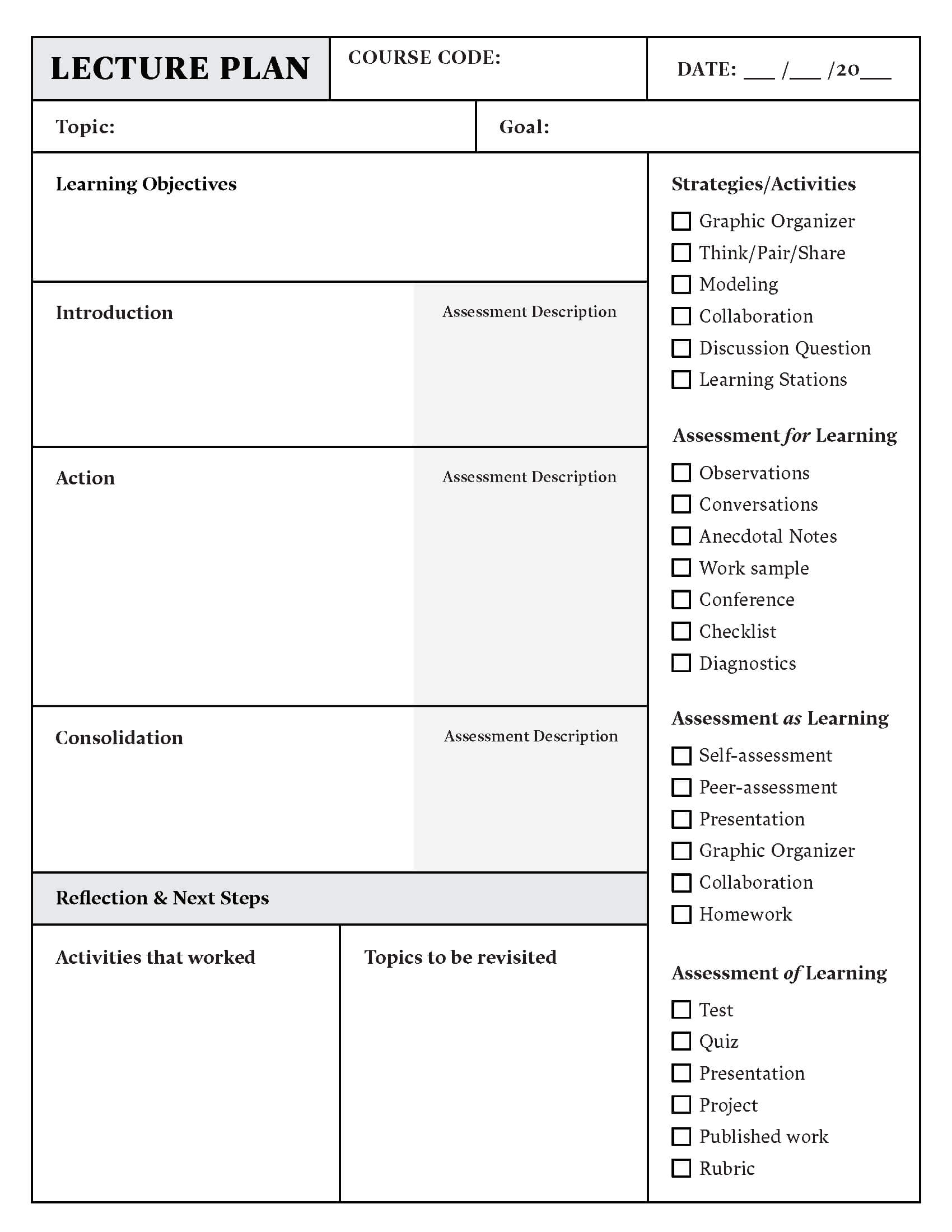 Lesson Plan Template Download In Word Or Pdf | Top Hat Pertaining To Teacher Plan Book Template Word