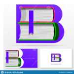 Letter B Logo Design Template. Letter B Made Of Books With Library Catalog Card Template