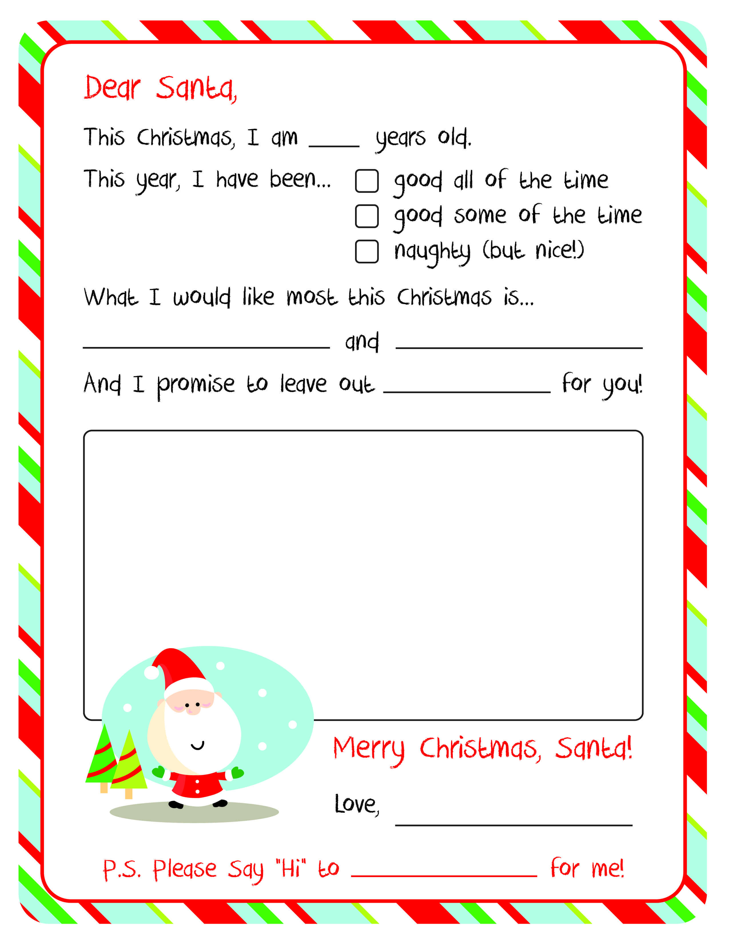 Letter To Santa – Free Printable | Christmas Ideas | Santa Inside Santa Letter Template Word