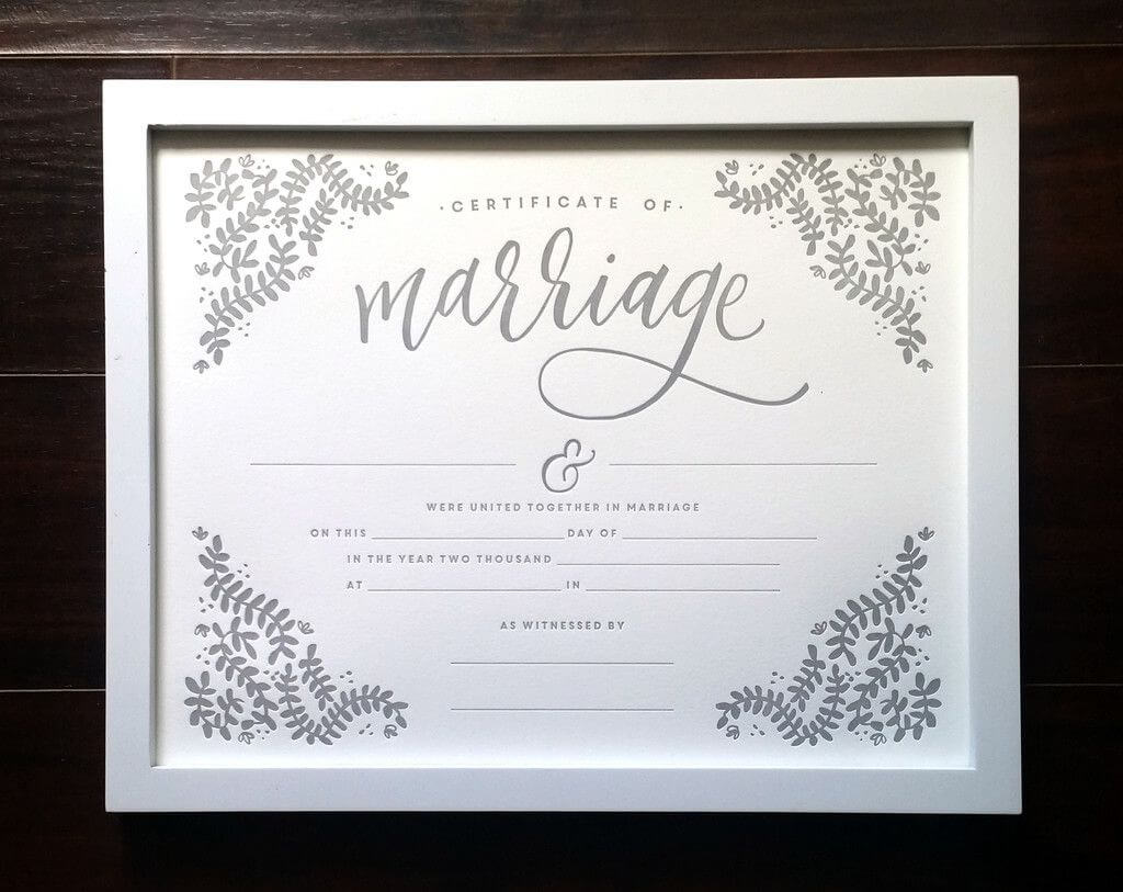 Letterpress Marriage Certificate | Wedding Traditions Intended For Blank Marriage Certificate Template