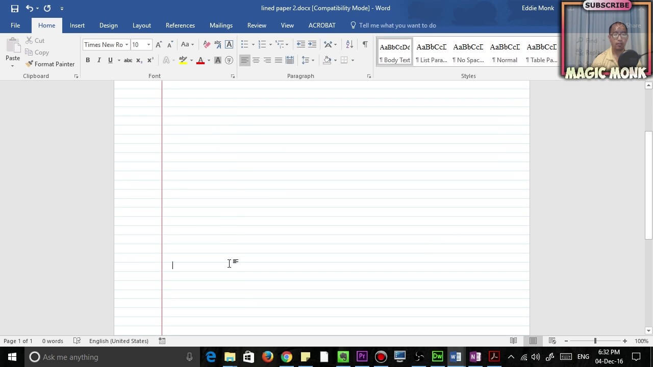 Lined Paper In Microsoft Word, Pdf Regarding Microsoft Word Lined Paper Template