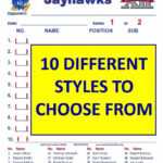 Lineup Cards (30 – 100) Within Softball Lineup Card Template