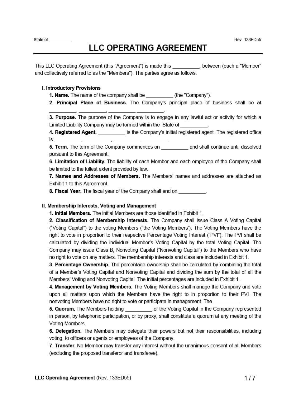 Llc Operating Agreement Template | Create A Free Llc Agreement Within Llc Annual Report Template