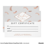 Lots Of Lashes Pattern Gray/rose Gold Gift Card | Zazzle For Salon Gift Certificate Template