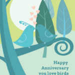 Love Birds Wedding Anniversary Card Template Template – Venngage Within Template For Anniversary Card