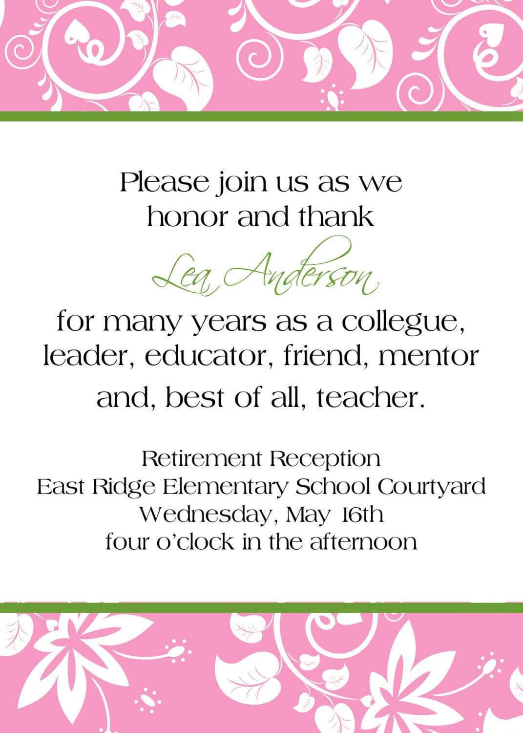 Love The Wording..retirement Reception Invitation. $10.00 Inside Retirement Card Template