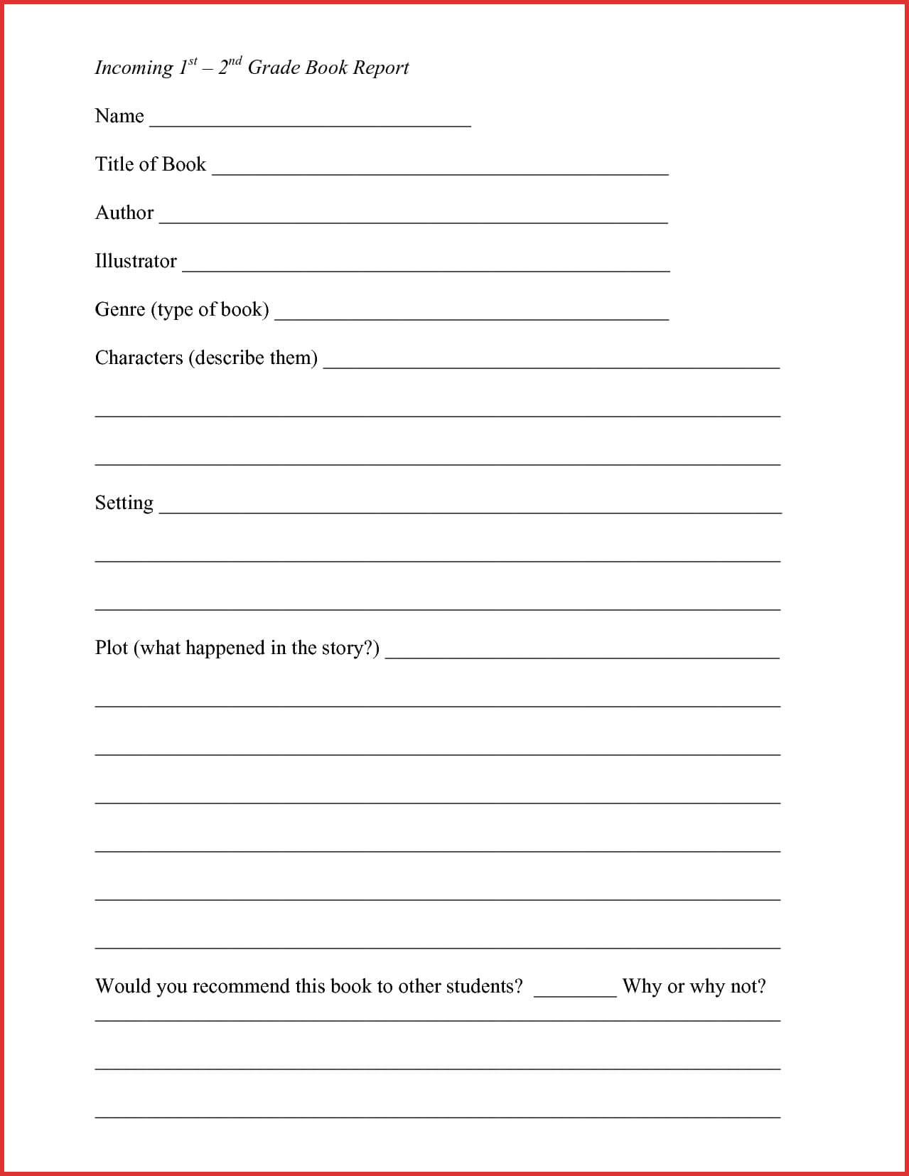 Lovely 2Nd Grade Book Report Template | Job Latter For Book Report Template 2Nd Grade