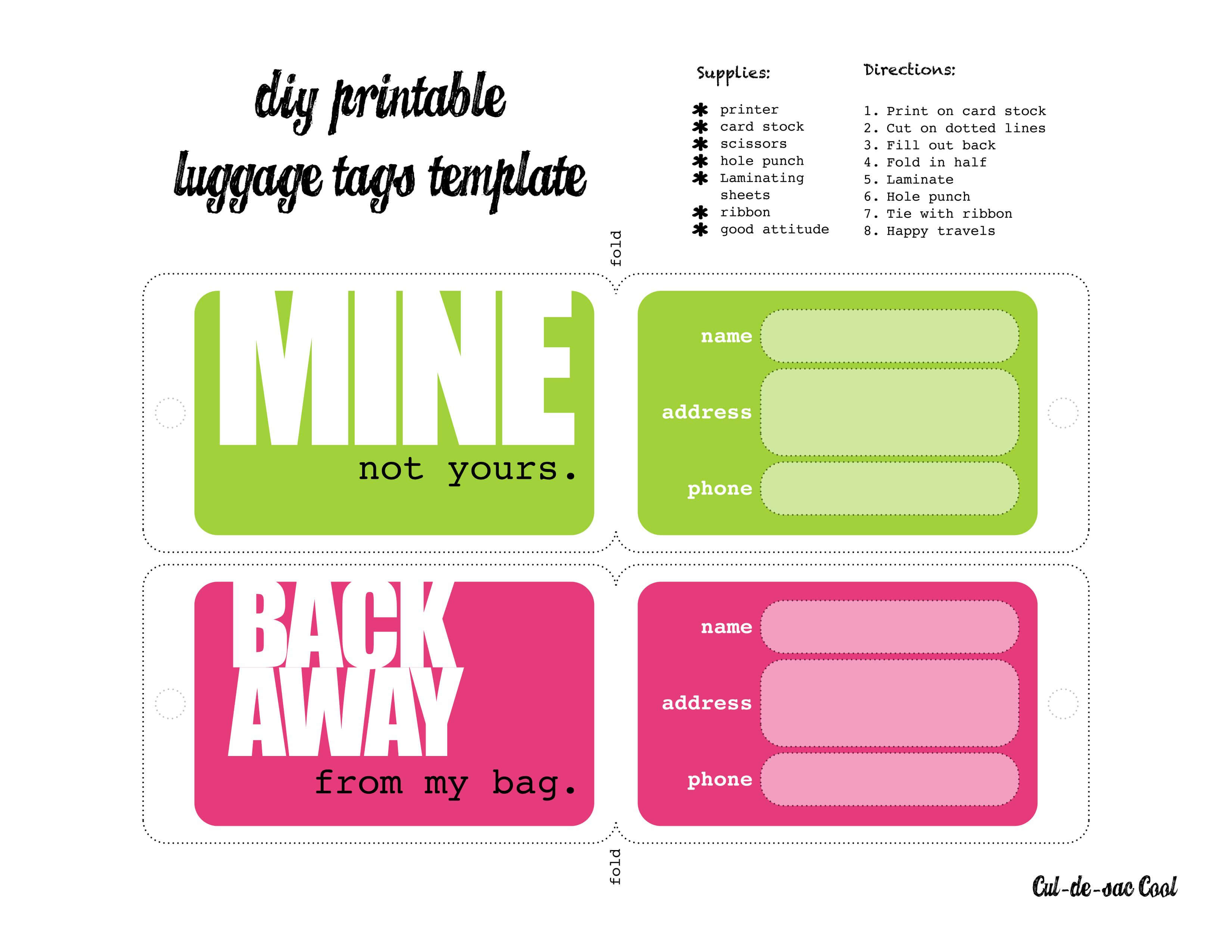 Luggage Tags Template. I Was Able To Print Them And Cut Them For Blank Luggage Tag Template
